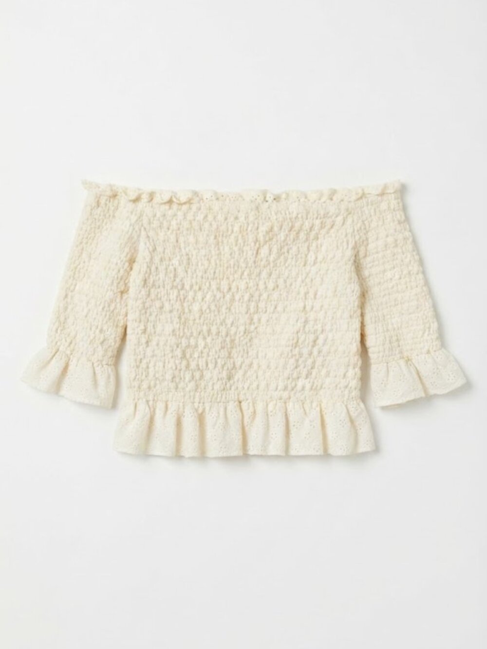 ✨️ American Eagle Outfitters Smocked Off-Shoulder Crop Top